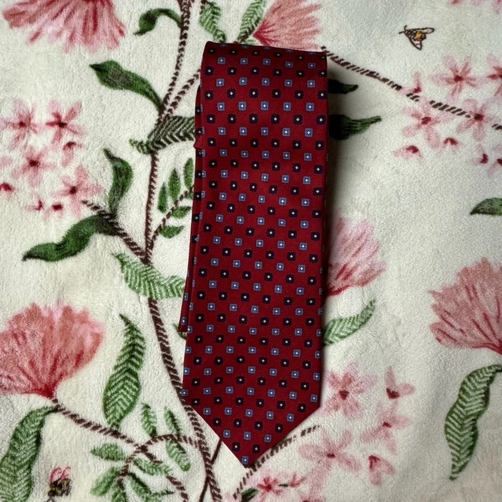 Tommy Hilfiger Red Tie with Blue Squares